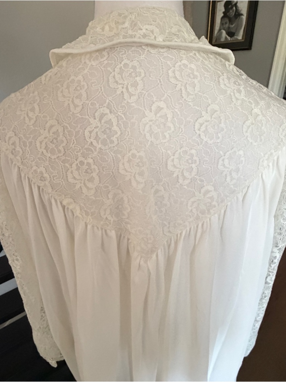Vintage Unique Rare Double Layer Ivory Lingerie Peignoir Robe Nightgown OS - Picture 15 of 16